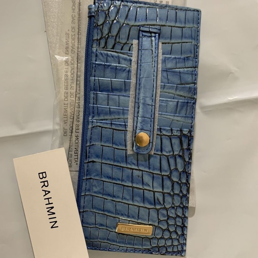 Brahmin Electric Blue Credit Card wallet NWT PRICE FIRM